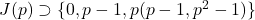 J(p)\supset \{0,p-1,p(p-1, p^2-1)\}